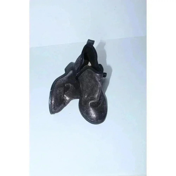 Zara Boots Youth 9.5 Girls Pull On Chelsea Ankle Bootie Glam Silver Faux Leather - Picture 9 of 9